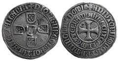 Portugal Monarchy Portugal D. Dinis (1279-1325) Tornês (66 dinheiros) AR First Portuguese silver coin. obverse: Cross composed of five shields in the center and a well-kept and regular Legend in the b