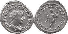 The Roman Empire The Roman Empire Gordian III, 238-244. AR Antoninianus 4.37 g. Rome, 241-242. IMP GORDIANVS PIVS FEL AVG Radiate, draped and cuirassed bust of Gordian III to right, seen from behind. 