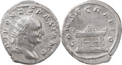 The Roman Empire The Roman Empire Trajan Decius, 249-251. AR Antoninianus 3.56 g. Commemorative issue for Divus Vespasian (died 79), Rome, 251. DIVO VESPASIANO Radiate head of Divus Vespasian to right