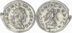 Roman Empire The Roman Empire Philip I. AD 244-249. AR Antoninianus , 4.00 g. Commemorating victory over the Carpi. Rome mint. Special emission, AD 247. Radiate, draped, and cuirassed bust right. Rev 