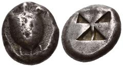 GRIECHISCHE MÜNZEN GRIECHENLAND, AIGINA / Stadt Aigina, AR Stater (525-475 v.Chr.). Seeschildkröte. Rs.Fünfgeteiltes quadratum incusum. 12,24g. f.ss/ss HGC 430