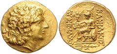 GRIECHISCHE MÜNZEN GRIECHENLAND, THRAKIEN. Lysimachos, 323-281 v.Chr., AV Stater (88-86 v.Chr.), Tomis. Posthum unter Mithridates VI.Eupator. Alexanderkopf mit Diadem und Ammonshorn r. Rs.Athena Nikep