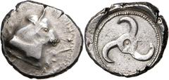 KLEINASIEN, LYKIEN. unbestimmter Dynast, 460-440 v.Chr. AR Stater. Stierkopf r. Rs.Triskeles. 7,21g. BMC -, SNG -. extrem selten, f.vz