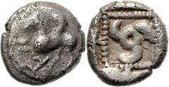 KLEINASIEN, LYKIEN. unbestimmter Dynast, 460-440 v.Chr. AR 1/3 Stater. Pegasus l. fliegend auf Rundschild. Rs.Triskelis im Quadrat. 3,00g. BMC-, SNG-, selten, s-ss/ss