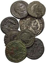 RÖMISCHES REICH, Galerius als Caesar, 293-305, AE Großfollis, KA. Belorb. Büste r. Rs.Genius mit Patera und Füllhorn. DAZU: AE Antoninian, HD. Büste r. mit Strahlenkrone. Kaiser erhält von Jupiter kle