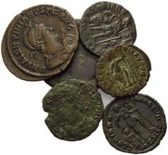 RÖMISCHES REICH, Valens, 364-378, AE Follis BSIS=Siscia. Drap.diad. Büste r. Rs.Kaiser mit Labarum zieht Gefangenen am Schopf. 1,84g (ss). DAZU: Valentinianus I., AE Follis Siscia?, gleiche Rs. 2,01g 