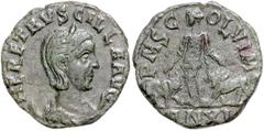 ROMAN COINS RÖMISCHES REICH, Herennia Etruscilla, Gemahlin des Trajan Decius, +251, AE 28, AN XI =249, Moesia Superior, Stadt Viminacium. Diad., drap. Büste r. Rs.Moesia zwischen Stier und Löwe. 13,01