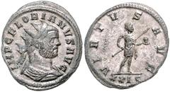 ROMAN COINS RÖMISCHES REICH, Florianus, 276, AE Antoninian, XXIS =Rom. Büste r. mit Strahlenkrone. Rs.Kaiser (Virtus) mit Speer und Globus. 2,99g. Sear 3327, RIC 34,