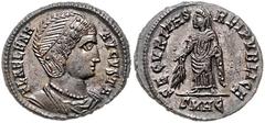 ROMAN COINS RÖMISCHES REICH, Helena, Gemahlin des Constantius I., +329, AE Follis (327-329), SMHE =Heraclea. Drap. Büste r. Rs.Securitas mit Zweig. 3,2g. Sear 3908, RIC 95, vz