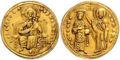 BYZANTINE COINS BYZANTINISCHES REICH, Romanos III. Argyrus, 1028-1034, AV Histamenon, Konstantinopel. Thron. Christus. Rs.Kaiser wird von Jungfrau Maria gekrönt, Maria mit Nimbus. 4,32g. Sommer 43.2, 