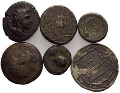 GREEK COINS ITALIEN, BRUTTIUM / Stadt Peteleia, AE Sextans. Apollokopf/Artemis. DAZU: Pontos, Amisos (120-80 v.Chr.), AE 21, Gorgoneion/Nike. Lykien, Phaselis (300-200 v.Chr.), AE 16, Bds.Prora. Syrie