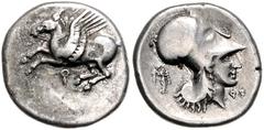 GREEK COINS GRIECHENLAND, KORINTH / Stadt Korinth, AR Stater (400-350 v.Chr.). Pegasos l. Rs.Athenakopf mit korinth. Helm r., Beiz. Nike r., Thymiaterion haltend. 8,39g. vgl., BMC 12.37.335, vgl.SNG C