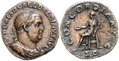 ROMAN COINS RÖMISCHES REICH, Balbinus, 238, AE Sesterz, Rom. Belorb., gep. u. drap. Büste r. Rs.Sitz. Concordia n.l. 18,53g. RIC 22, Kampm.70.11, ss+