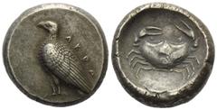 GREEK COINS ITALIEN, SIZILIEN / Stadt Akragas, AR Didrachme (um 500 v.Chr.). Adler l. stehend. Rs.Krabbe. 8,36g. SNG ANS 943-5, vz/f.vz 1500