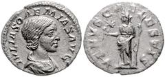 ROMAN COINS RÖMISCHES REICH, Julia Soaemias, Mutter des Elagabal, +222, AR Denar, Rom. Drap. Büste r. Rs.Venus mit Apfel und Zepter, Stern l. i.F. 2,15g. Seaby 8a, RIC 241,