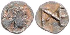 ROMAN COINS RÖMISCHES REICH, Anthemius, 467-472, AE 1/2 Centenionalis, Rom. Diad. Büste r. Rs.Monogramm. 0,52g. Sear 4369, RIC 2858ff, sehr selten,