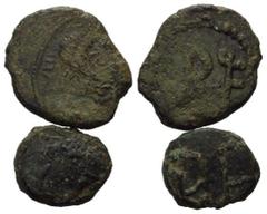ROMAN COINS RÖMISCHES REICH, Julius Nepos, 474-475, AE 1/2 Centenionalis, Rom. Diad. Büste r. Rs.Monogramm. Sear 4381, RIC 3222, (R4), 2 Stk.,