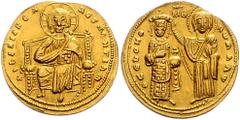 BYZANTINE COINS BYZANTINISCHES REICH, Romanos III. Argyrus, 1028-1034, AV Histamenon Nomisma =Scyphat, Konstantinopel. Thron. Christus. Rs.Kaiser wird von Jungfrau Maria gekrönt. 4,30g. Sear 1819, DOC