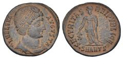 ROMAN COINS RÖMISCHES REICH, Helena, Gemahlin des Constantius I., +329, AE Follis (328-329), SHANTS =Antiochia. Diad. Büste r. Rs.Securitas steht l. mit Zweig. 2,76g. RIC 80, helle Patina, ss-vz