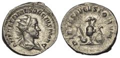 ROMAN COINS RÖMISCHES REICH, Herennius Etruscus als Caesar, 250-251, AR Antoninian, Rom. Drap. Büste mit Strahlenkrone r. Rs.Opfergeräte, PIETAS AVGVSTORVUM. 4,66g. RIC 143; Kampm.81.7 f.vz