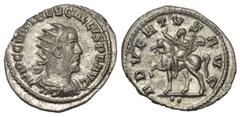 ROMAN COINS RÖMISCHES REICH, Trebonianus Gallus, 251-253, AR Antoninian, Antiochia. Drap. und gep. Büste mit Strahlenkrone r., IMP CC VIB TREB GALLVS PF AVG. Rs.Kaiser n.l. reitend, ADVENTVS AVG. 3,10