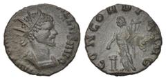 ROMAN COINS RÖMISCHES REICH, Quintillus, 270, AE Antoninian. Büste r. mit Strahlenkrone. Rs.Concordia steht mit Füllhorn vor Altar l. 1,90g. RIC 13f; Kampm.105.4