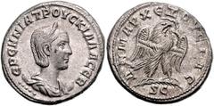 ROMAN COINS RÖMISCHES REICH, Herennia Etruscilla, Gemahlin des Trajan Decius, +251, AR Tetradrachme (249-251), Antiochia ad Orontem. Diad. Büste r. Rs.Adler mit Kranz. 13,02g. Prieur 622 Kr., f.vz