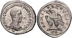ROMAN COINS RÖMISCHES REICH, Hostilian, 251, AR Tetradrachme (251), Antiochia ad Orontem. Büste r. Rs.Adler mit Kranz. 12,37g. Prieur 652 Sf., vz-prägefr.