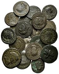 ROMAN COINS RÖMISCHES REICH, Lot von verschiedenen Antoninianen, Folles, Denaren, Didrachmen, 20 Stück. Darunter Caracalla, Claudius, Hadrian, Trajan, Constantinus I., Maxentius, Licinius, Probus, Dio