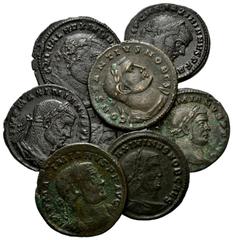 ROMAN COINS RÖMISCHES REICH, Maximian, 286-305, 306-308, 310, AE Follis, ANT= Antiochia. Belorb. Kopf r. Rs.Genius mit Patera u. Füllhorn l. stehend(2). DAZU: Ders., gleiche Rs. aus TR(3); ders., Rs.M