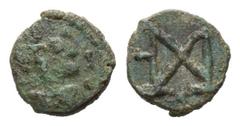ROMAN COINS RÖMISCHES REICH, Anthemius, 467-472, AE 1/2 Centenionalis, Rom. Diad. Büste r. Rs.Monogramm. 0,47g. Sear 4369; RIC 2858ff sehr selten,