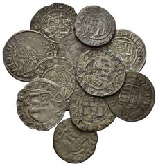 WORLD COINS UNGARN, Ludwig II., 1516-1526, AR Denar 1520. DAZU:Ferdinand I., Denar 1528; 1632. Maximilian II., Denar 1577; 1578. Ferdinand II., Denar 1626. Leopold I.,Denar 1690. Maria Theresia, Denar
