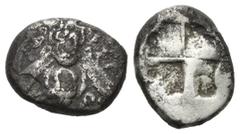 GREEK COINS KLEINASIEN, IONIEN / Stadt Ephesos, AR Drachme (480-450 v.Chr.). Biene. Rs.Quadratum incusum mit 4 Feldern. 3,25g Sear 4360; BMC 14.48.7ff s-