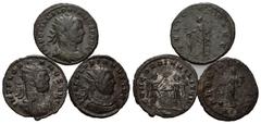 ROMAN COINS RÖMISCHES REICH, Florianus, 276, AE Antoninian, XXIA. Büste r. mit Strahlenkrone. Rs.Providentia. DAZU: gleiche Concordia, Victoria reicht Kaiser Kranz; Pudicitia opfert über Altar. 3 Stk.
