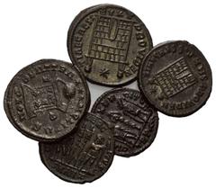 ROMAN COINS RÖMISCHES REICH, Constantius II. als Caesar, 324-337, AE Follis, TRP =Trier. Belorb. Büste r. Rs.Feldzeichen zw. 2 Soldaten, GLORIA EXERCITUS. DAZU:Ders., SMANZ =Antiochia. GLORIA EXERCITU