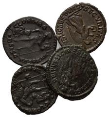 ROMAN COINS RÖMISCHES REICH, Valentinian I., 364-378, AE Centenionalis (367-375), Aquileia. Diadem., gepanz. Büste r. Rs.Victoria mit Kranz und Palmzweig l. 2,33g. DAZU: Valens, AE Centenionalis, Sisc