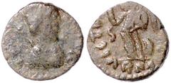 ROMAN COINS RÖMISCHES REICH, Avitus, 455-456, AE 1/2 Centenionalis, Rom. Diad. Büste. Rs.Victoria mit Kranz und Palme, i.F.S. 1,00g. RIC 2413 (R5) s/