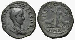ROMAN COINS RÖMISCHES REICH, Herennius Etruscus als Caesar, 250-251, AE 28, AN XII =250, Moesia Superior, Stadt Viminacium. Büste r. Rs.Moesia mit Palmzweig und Globus zwischen Stier und Löwe. 12,64g.