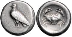 GREEK COINS ITALIEN, SIZILIEN / Stadt Akragas, AR Didrachme (vor 413 v.Chr.). Adler l. stehend, oben AKPA. Rs.Krabbe. 8,39g. SNG Cop.34 ss-vz