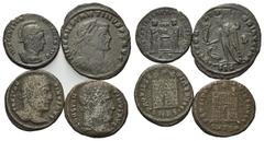 ROMAN COINS RÖMISCHES REICH, Constantin I. der Große, 307-337, AE Follis, Ticinum. Beh. Büste mit Lorbeerkr. r. Rs.2 Victorien halten Schild, VOT PR. 3,08g (ss-vz). DAZU:AE Follis, Siskia. Belorb. u. 