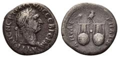 ROMAN COINS RÖMISCHES REICH, Trajan, 98-117, AR Drachme, Lykien. Belorb. Büste r., AYT KAC NEP TPAIANOC CEB GERM. Rs.Eule auf 2 Lyren, DHM EX YPAT B. 2,72g. Sear 1046; BMC 19.39.9 ss/f.