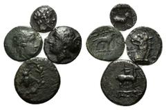 GREEK COINS KLEINASIEN, TROAS / Stadt Neandria, AR Obol (400-350 v.Chr.). Belorb. Apollokopf r. Rs.Widder r. DAZU:Stadt Ephesos. AE 13 (ca.200-100 v.Chr.). Biene im Kranz. Rs.Hirsch steht r.; Stadt Mi