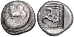 GREEK COINS KLEINASIEN, LYKIEN. Dynasten (425-360 v.Chr.), AR 1/3 Stater (405/395 v.Chr.). Pegasos auf Rundschild l. Rs.Triskele im incusum. 2,97g. ss-vz BMC 123