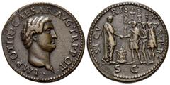 ROMAN COINS RÖMISCHES REICH, Otho, 69, Br.-Med. (im Stil einer Paduaner Medaille) AE Sesterz imitierend. Büste r., IMP OTHO CAESAR AVG TRI POT. Rs.Kaiser r. stehend, vor im Altar und Soldaten mit Stan