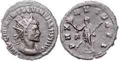 ROMAN COINS RÖMISCHES REICH, Quintillus, 270, AE Antoninian, Rom. Büste r. mit Strahlenkrone. Rs.Pax mit Zepter und Zweig l. stehend. 2,46g. ss+ RIC 26