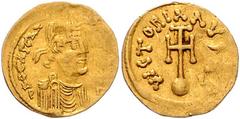BYZANTINE COINS BYZANTINISCHES REICH, Constantin IV., 668-685, AV Semissis, Constantinopel. Diad. Büste r. Rs.Kreuz auf Globus. 2,13g. GOLD, l.prägeschw., kl.Graffiti, ss Sommer 13.10