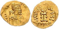 BYZANTINE COINS BYZANTINISCHES REICH, Constantin IV., 668-685, AV Tremissis, CONOB =Constantinopel. Diad. Büste r. Rs.Kreuz. 1,44g. GOLD, l.prägeschw., Rs.Sf., ss-vz Sommer 13.11