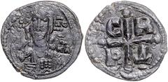 BYZANTINE COINS BYZANTINISCHES REICH, Romanos IV., 1068-1071, AE Follis, Constantinopel. Christus v.vorn. Rs.Kreuz mit Kugelenden, i.d. Winkeln C-R-P-D. 7,38g. ss+ Sear 1866; Sommer 54.4