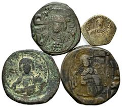 BYZANTINE COINS BYZANTINISCHES REICH, Johannes II. Comnenus, 1118-1143, AE 1/2 Tetarteron. Steh. Christus. Rs.Büste d. Kaisers. 1,78g. DAZU:MICHAEL VII., 1071-1078, überprägt Romanus IV., AE Follis. C