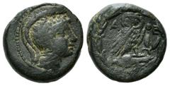 GRIECHISCHE MÜNZEN GRIECHENLAND, ATTIKA / Stadt Athen, AE 20 (166-57 v.Chr.). Athenakopf r. Rs.Eule auf Amphora r., A-TH E. 10,32g. f.ss Sear 2566; BMC 11.79.532
